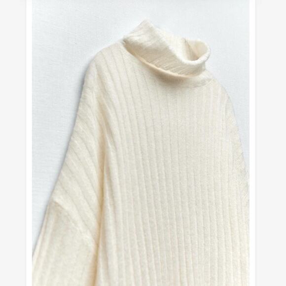 ZARA Semi-Sheer Ribbed Knit Top Size Medium NWT - Picture 6 of 7